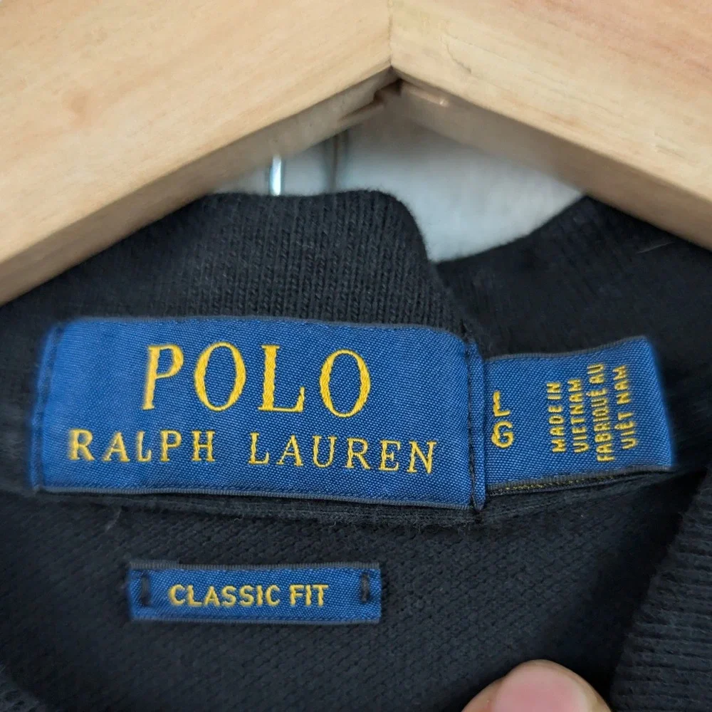 Polo Ralph Lauren Polo Shirt Men's Large Black Embroidered Pony Preppy Old Money